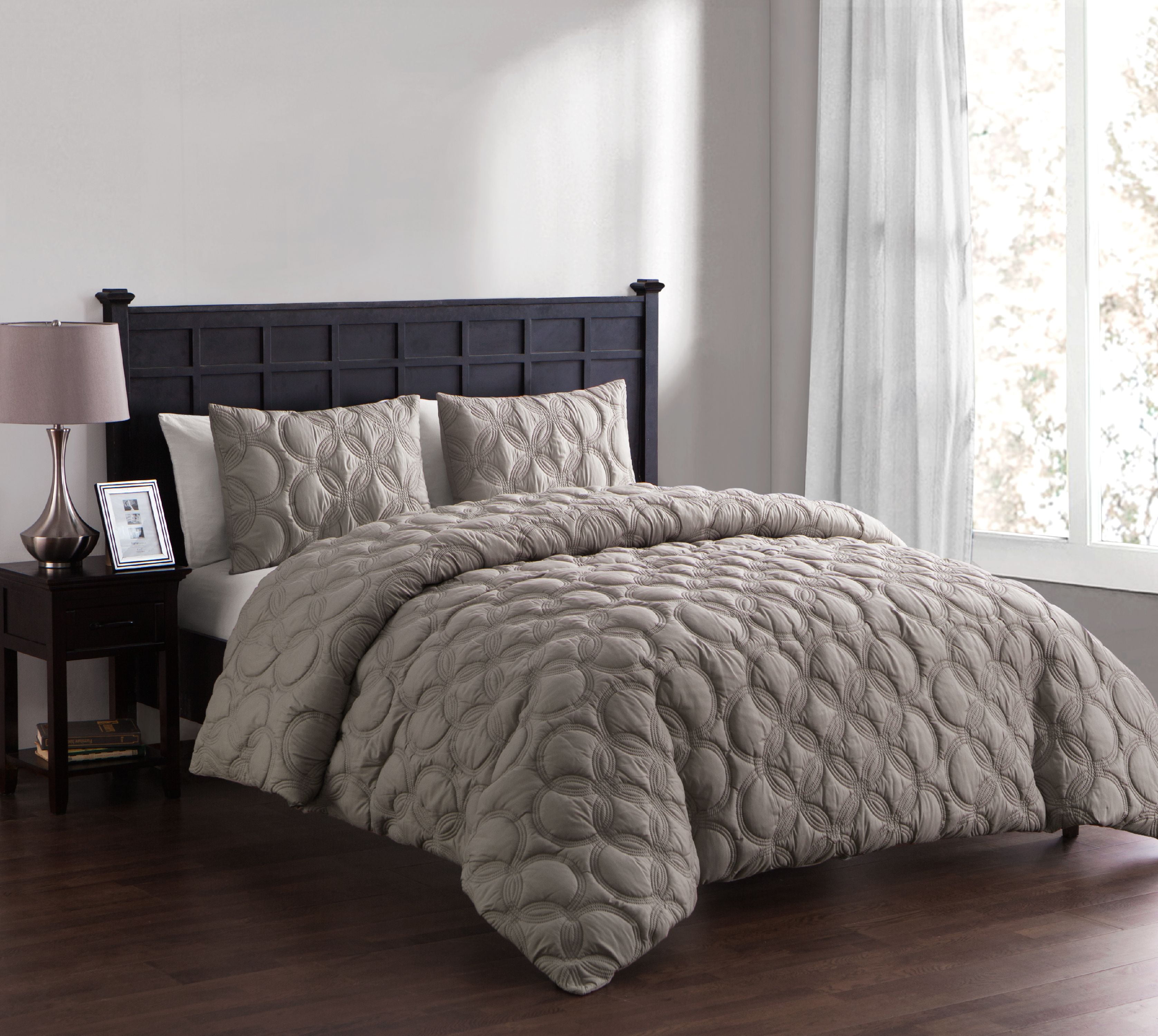 Vcny Home Atoll Embossed Circle Duvet Cover Set Queen Grey