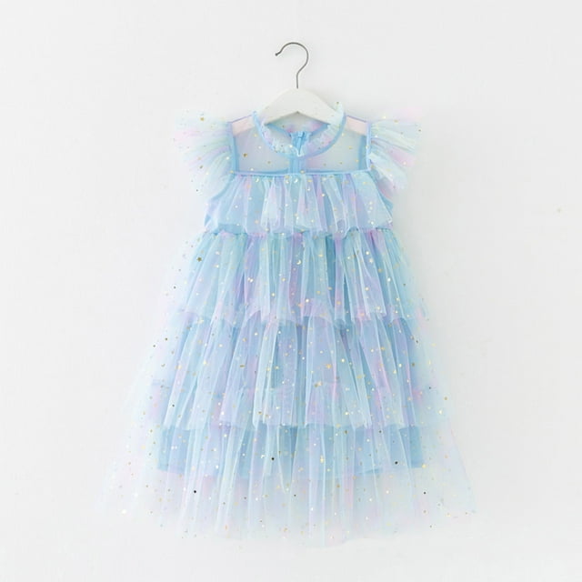 Robe Fillette à Volants Sans Manches Robe en Tulle pour Fille Robe de Printemps pour Filles Robes d'Été Vêtements pour Filles 2-3 Ans