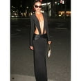 thumbnail image 5 of Hollow Out Long Sleeve Sexy Maxi Dress Women Gown Elegant Black Deep V Neck Backless Bodycon Skinny Club Long Dresses, 5 of 20
