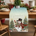 thumbnail image 2 of Snowman Christmas Dresser Scarf Farmhouse, Dining Table Decorations for Wedding/Parties, Teal Xmas Tree Winter Gifts Snowflake Table Runner 72 Inches Long for Kitchen Dining, 18 x 72 In, 2 of 9