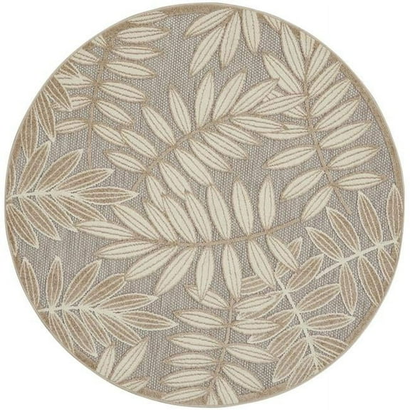 8 ft. Round Natural Leaves Indoor & Outdoor Area Rug