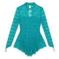thumbnail image 5 of TiaoBug Women's Lace Figure Ice Skating Dress Long Sleeve Ballet Dance Leotard Dress Lyrical Performance Costume Teal S, 5 of 7
