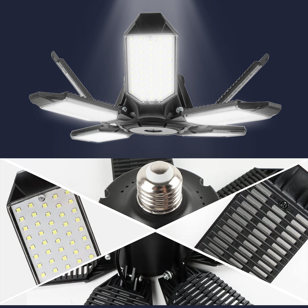 Kepeak LED Garage Ceiling Lights, 200W 6500K with 8+1 Deformable Panels Garage Lights for Garage, Workshop, Support E26/E27
