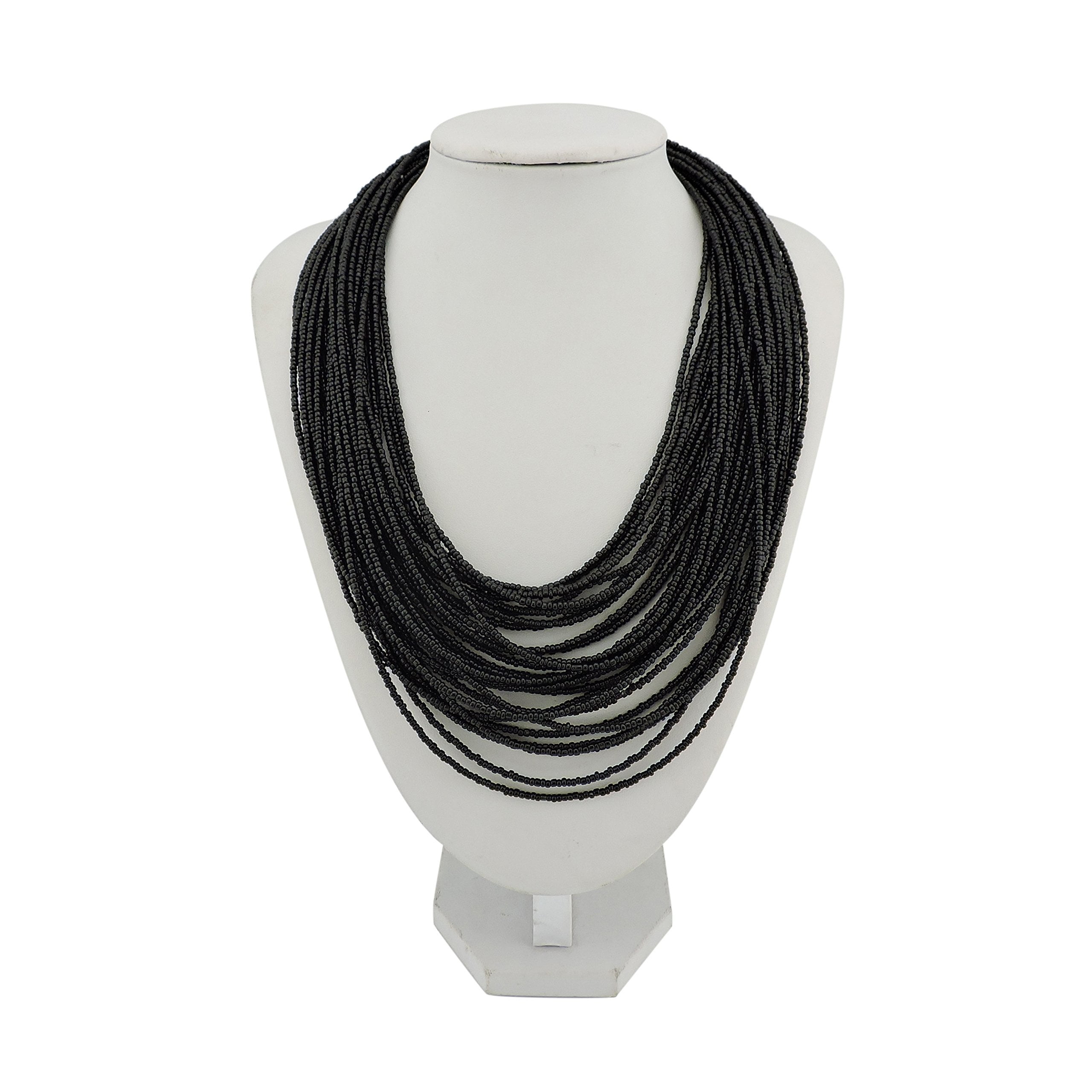 Bocar Multi Layer Chunky Bib Statement Seed Beads Cluster Collar Necklace for Women Gift