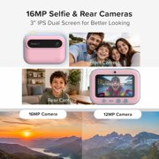 myFirst Dual Screen Kids Instant Print Camera Insta 20 Bundle Set, Cotton Candy Mix - Includes 400+ Prints & Crossbody Bag