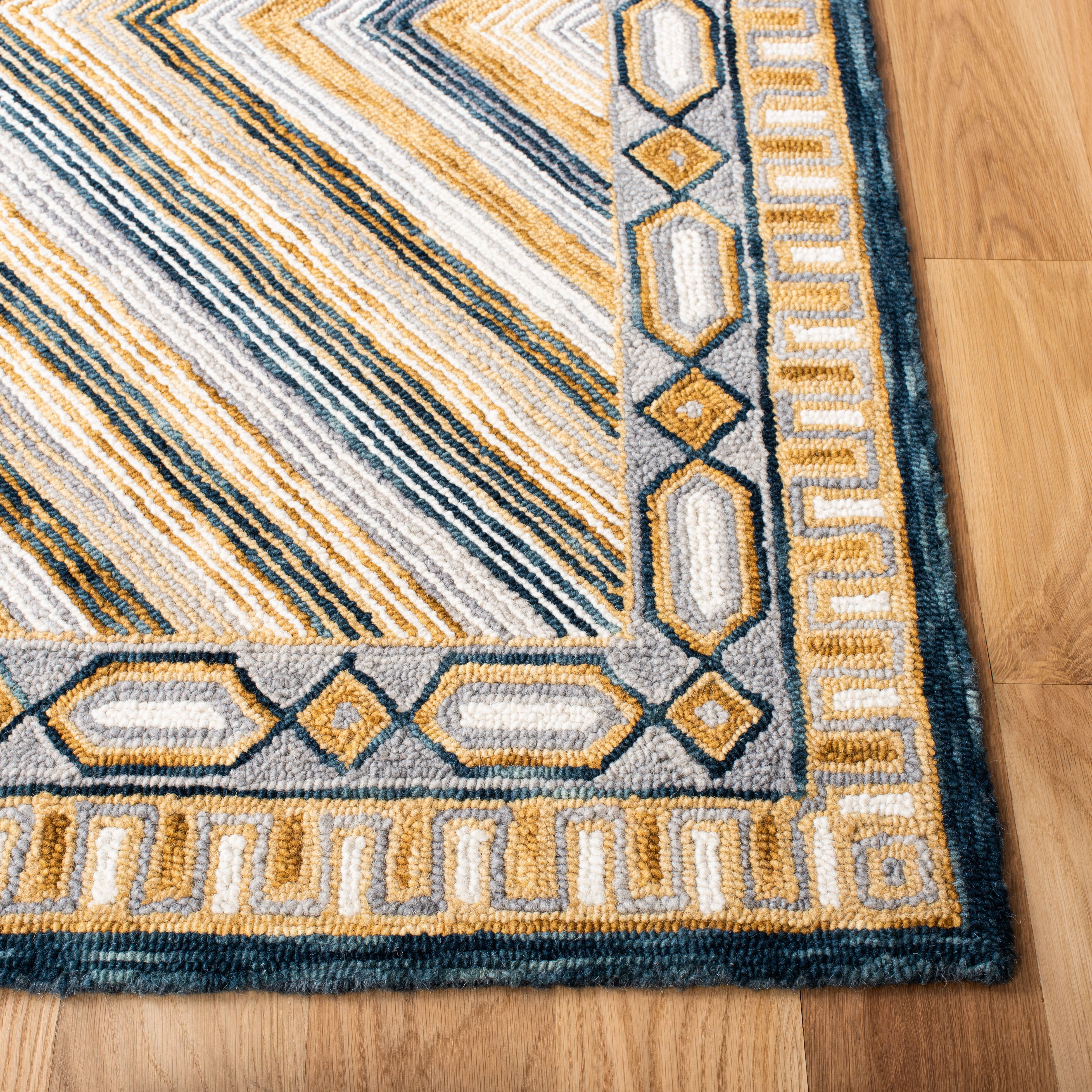 SAFAVIEH Aspen Caitriona Geometric Wool Area Rug, Navy/Gold, 9' x 12'