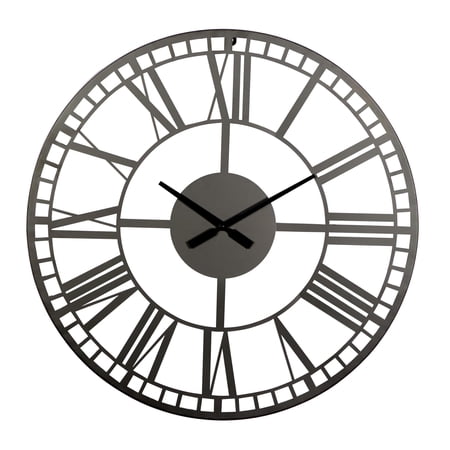 DecMode 28 Dark Gray Metal Open Cutout Frame Wall Clock