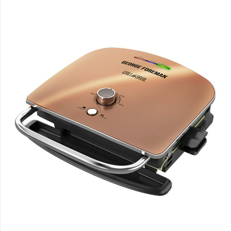 George Foreman Grill & Broil 4-in-1 Electric Indoor Grill, Broiler, Panini Press, and Top Melter, Copper, (Best Way To Tenderize London Broil)