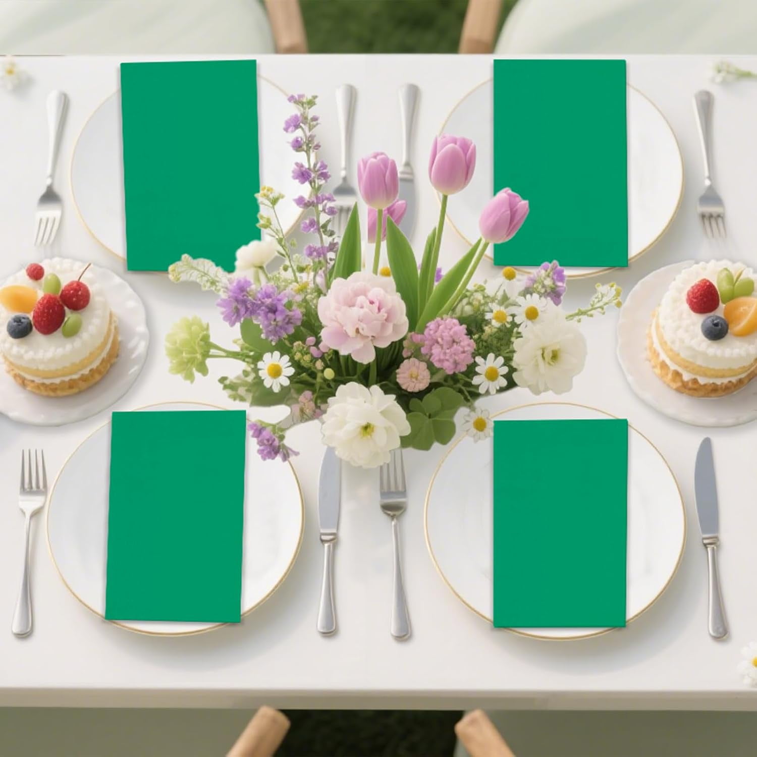 100 Pcs Green Paper Napkins Disposable - Green Guest Dinner Napkins for Bathroom Wedding Birthday Anniversary St. Patrick's Day Party