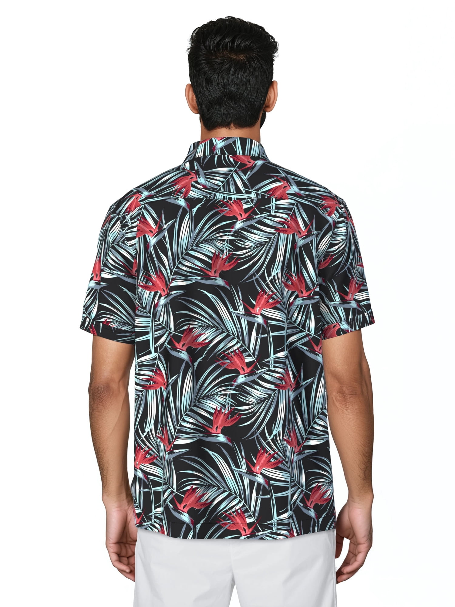Cafe Luna Men's and Big Men's Printed Floral Textured Short Sleeve Woven Shirt, Size S-4XL