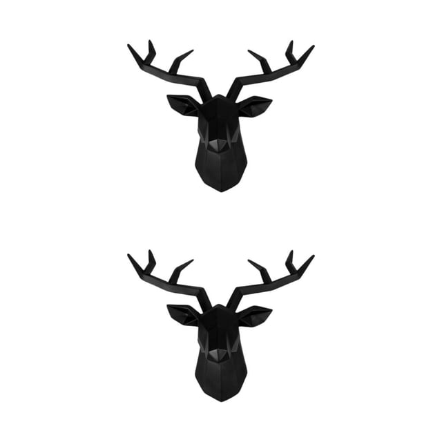 Moyic Resin Deer Head Sculpture Wall Mount Decoration Animal Statue Figurines Type2 NO2