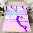 thumbnail image 2 of Manfei Volleyball Queen Sheet Sets,Sports Player Flat Sheet,Pink Glitter Print Queen Fitted Sheet For Girl Boys,Microfiber Room Decoration,4pcs, 2 of 7