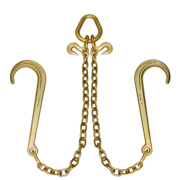 VULCAN Towing Chain Bridle - 15 inch J Hooks - G70 Chain - 47 inches Long - 4700 Lbs SWL