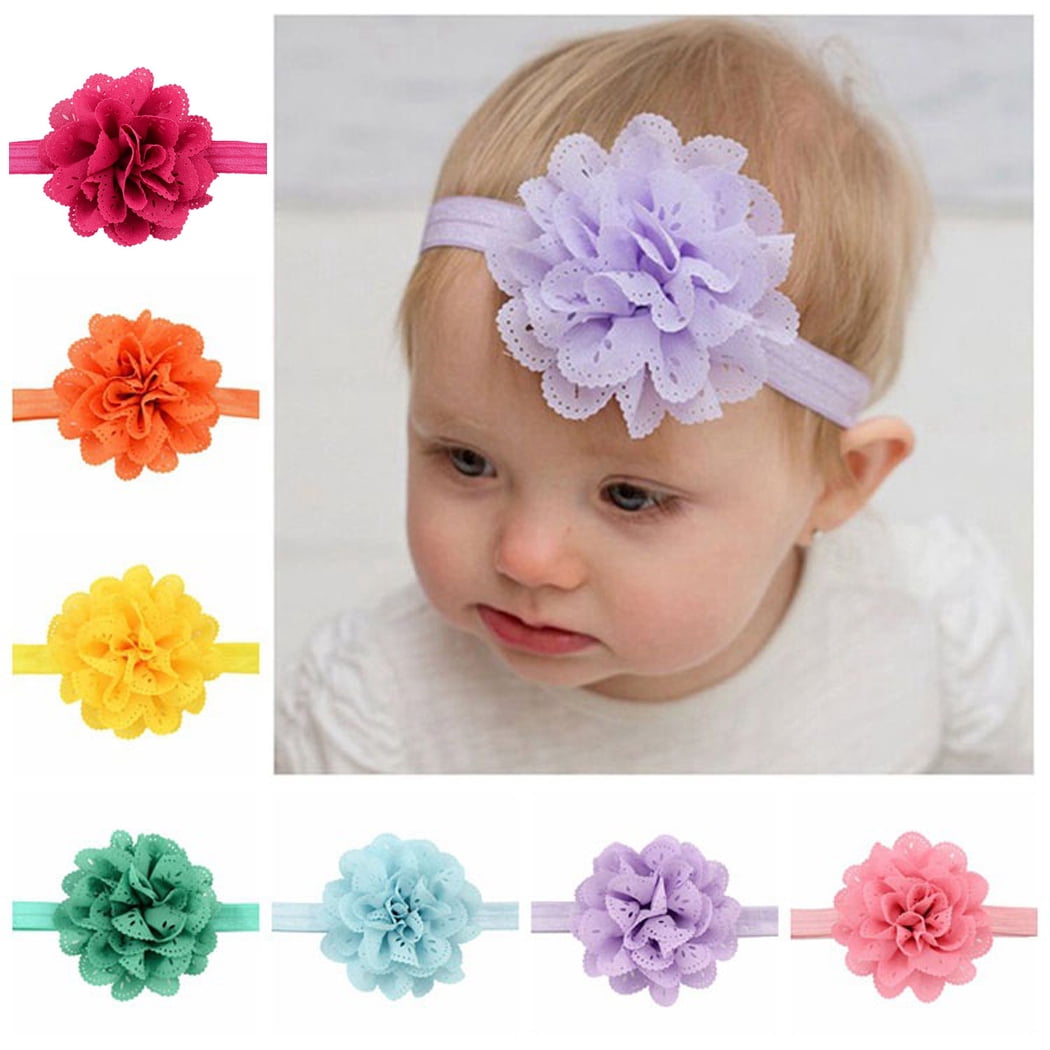 UK Set 3 headbands bundle bow lace flower pink white toddler girl newborn baby 