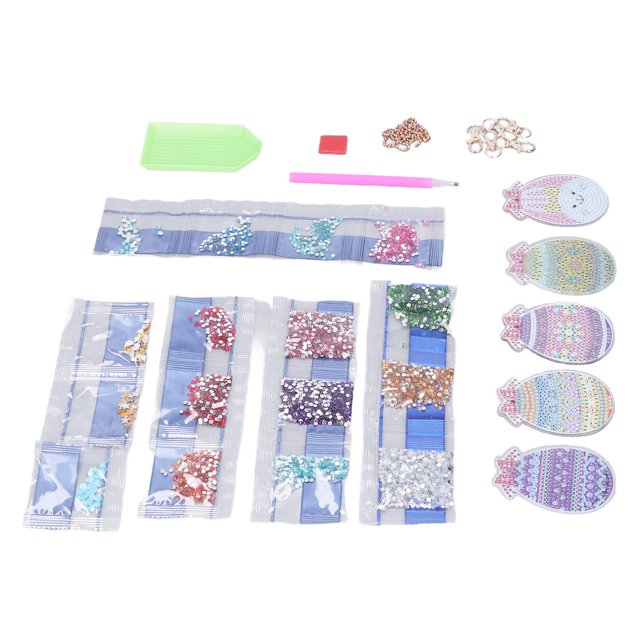 Kit de Llaveros con Pintura de Diamantes ANGGREK Hecho a Mano 5 uds Con Gancho para Regalo de Vacaciones