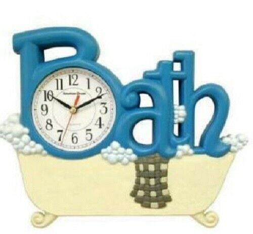 American Dream Bathroom Wall Clock, Bath Tub, Blue