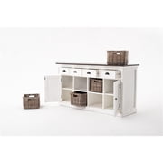 NovaSolo Halifax Accent Mahogany Wood Buffet with 4 Basket Set in White
