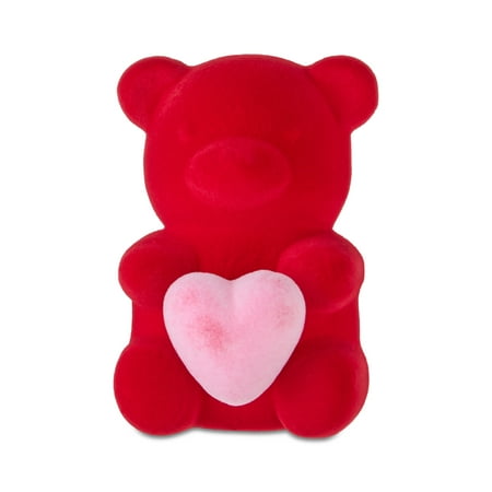 Flocked Bear Tabletop Decoration, Red, 4", Valentine's Day by Way To Celebrate