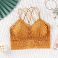 thumbnail image 2 of Ticikt Lace Longline Camisole with Built-in Bra Adjustable Double Straps Seamless Tank Top for Women,Color:Yellow, 2 of 3