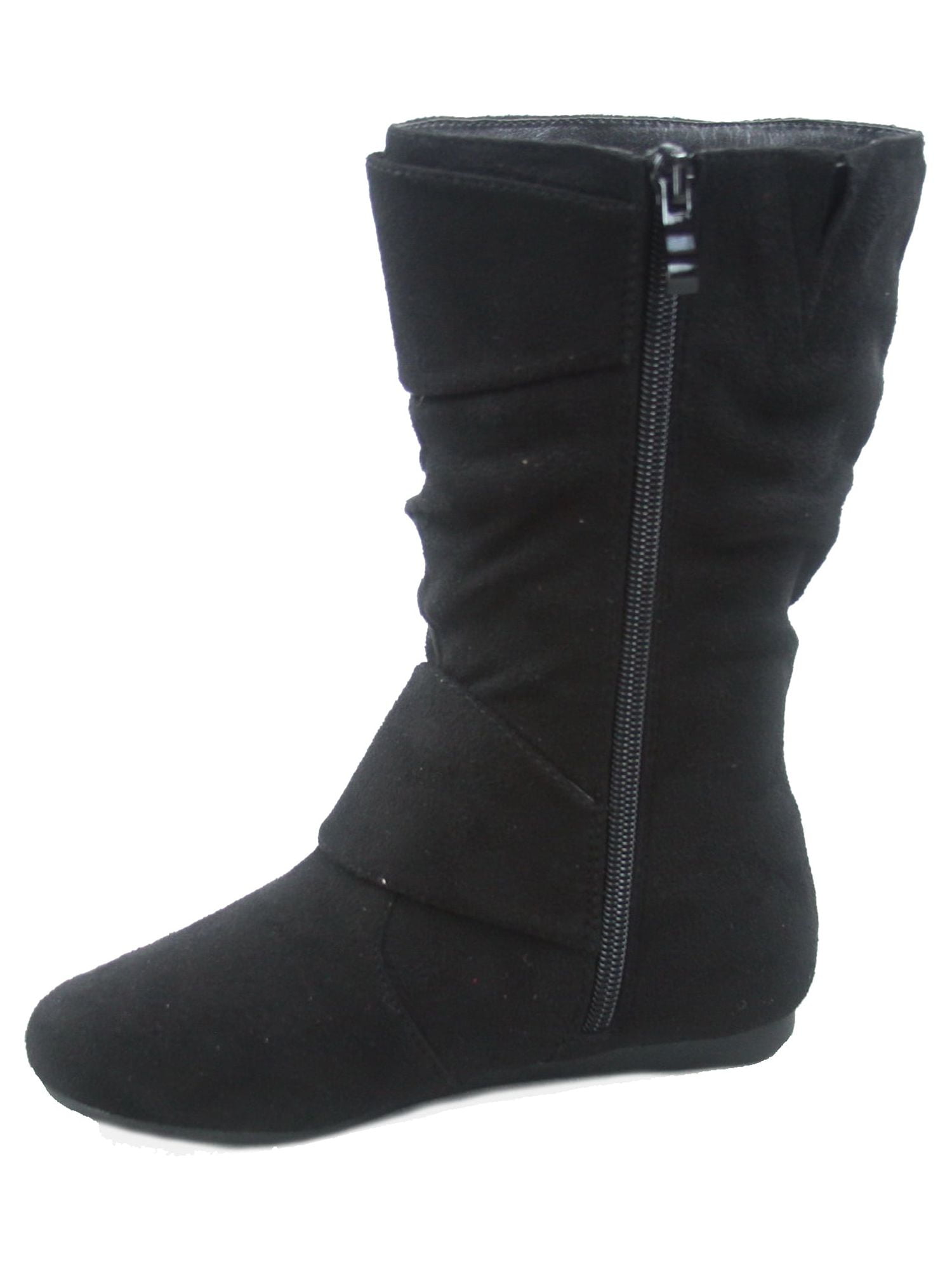 LAVRA Girls Suede Mid Calf Winter Boots Anti Slip Snow Shoe