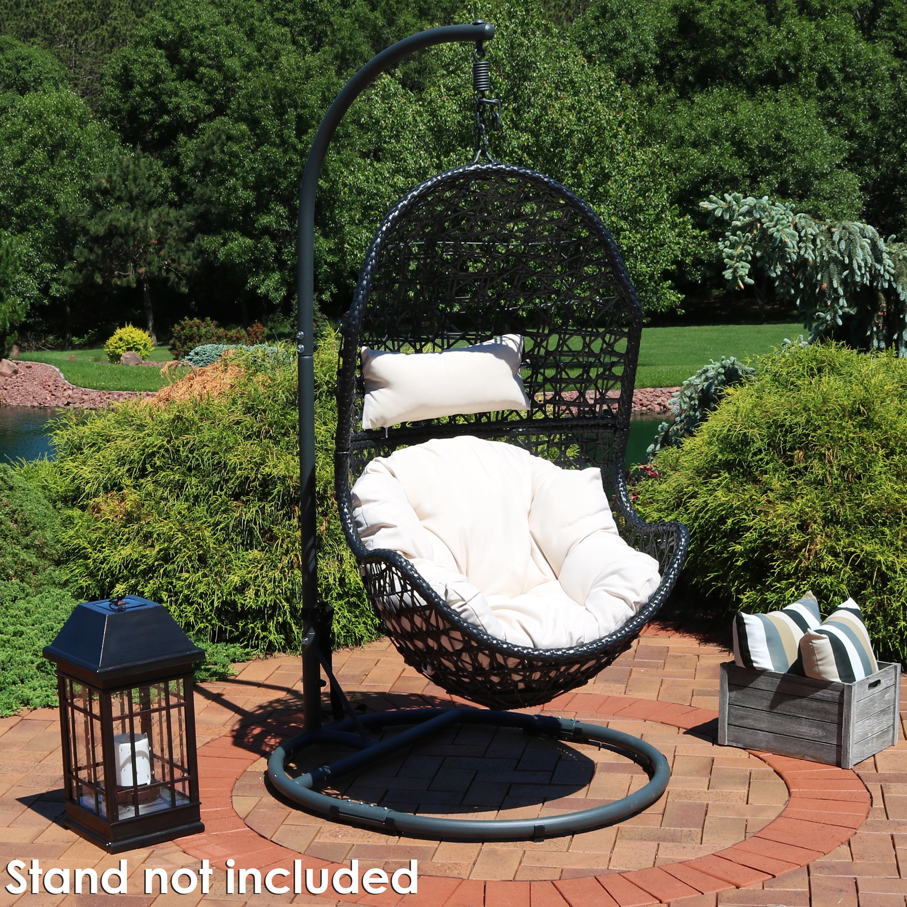 Sunnydaze Cordelia Hanging Egg Chair - Resin Wicker - Multiple Color