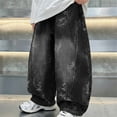 thumbnail image 2 of WMQPNNS Boys Jeans Kids Fashion Baggy Elastic Waist Straight Leg Denim Pants Casual Loose Streetwear with Pockets, Size 9-10 Years, lz1-Black, 2 of 8