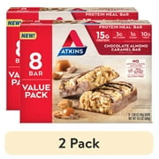 (2 pack) Atkins Protein-Rich Meal Bar, Chocolate Almond Caramel, Keto Friendly, 8 Count