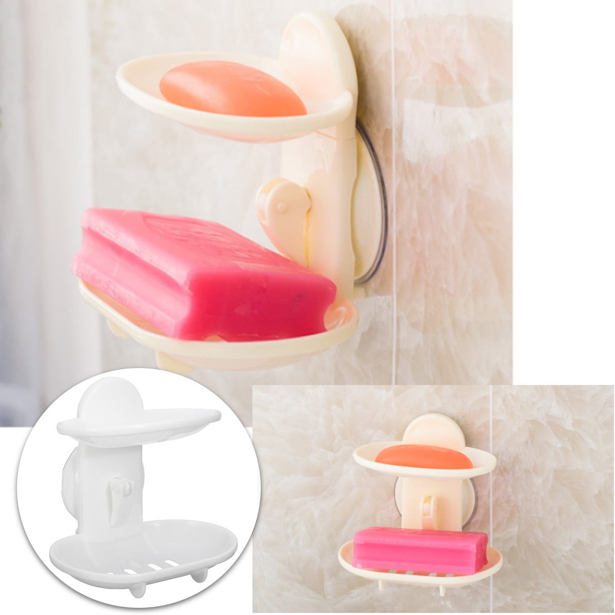 Wall Mounted Double Layer Powerful Strong Suction Cup Bathroom Shower