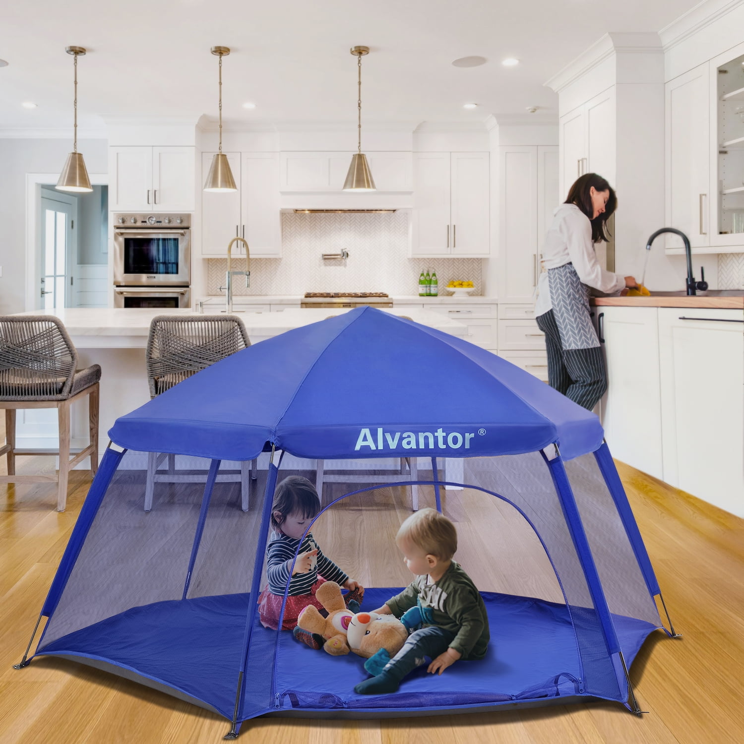 Alvantor Baby Playards Playpen For Fun Portable Pop Up Blue Walmart