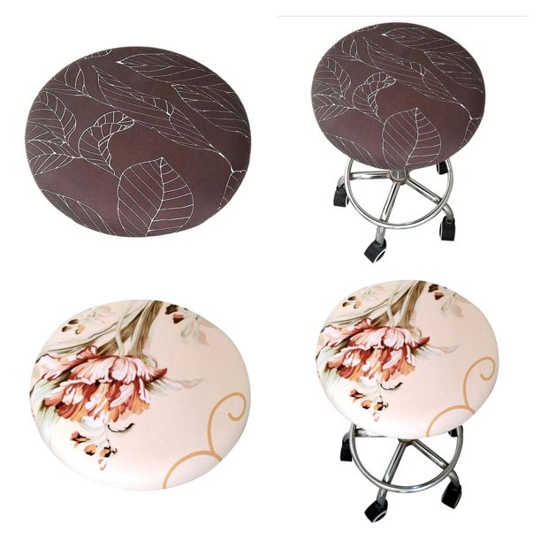 2pcs Stool Cover Slipcovers Funda para Silla Elastic home and Taburete de Poliéster Suave Floral Impreso Stretch Seat Slipcovers Yotijar Estiramiento de la cubierta del asiento redondo