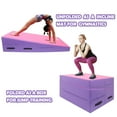 thumbnail image 2 of Gymnastics Wedge Mats 60" X 30" X 14" Folding for Home Use | Incline Mat Cheese Wedge With Zip Fastener, Waterproof Vinyl Cover, EPE Foam for Exercise, Tumbling, Yoga, Pilates, Pink Purple, 2 of 7