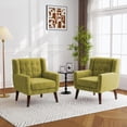 thumbnail image 6 of UIXE Accent Chair Set of 2 Velvet Upholstered Armchair for Living Room Modern Arm Chair, Green, 6 of 7