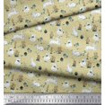 thumbnail image 3 of Soimoi Beige Poly Georgette Fabric Mushroom,Oaknut & Rabbit Animal Decor Fabric Printed BTY 52 Inch Wide, 3 of 3