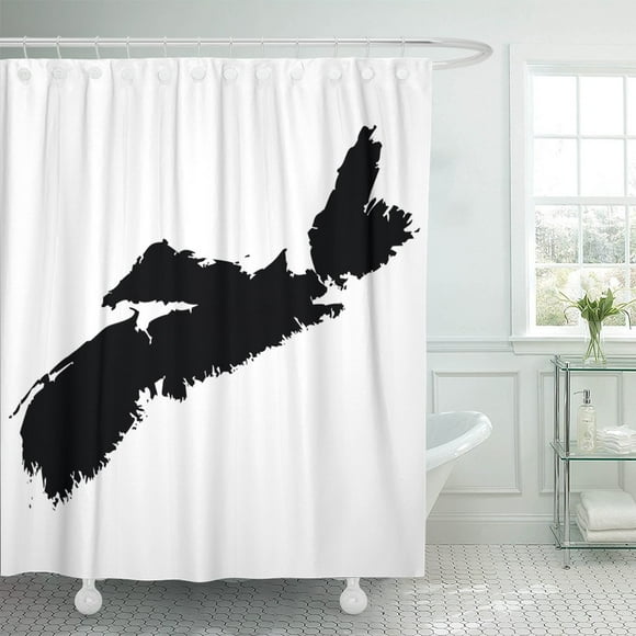 BSDHOME Canada High Detailed Map Nova Scotia Outline Shape Border Shower Curtain 60x72 inches