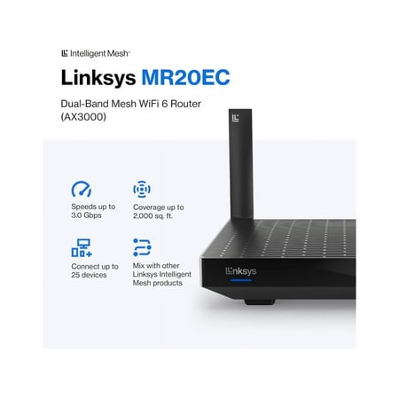 Linksys - AX3000 Mesh Wi-Fi 6 Router - Black
