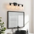 thumbnail image 2 of Kawoti  29inch 4-Light Modern Bathroom Vanity Light with Clear Glass Shades Painted Black, 2 of 5