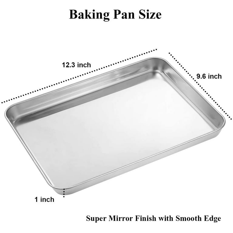 Cookie Sheets for Baking Set of 2, Zacfton Baking Sheets Stainless Steel  Baking Pan, 12 Inch &10 Inch Baking Trays, Dishwasher Safe & Mirror Finish  