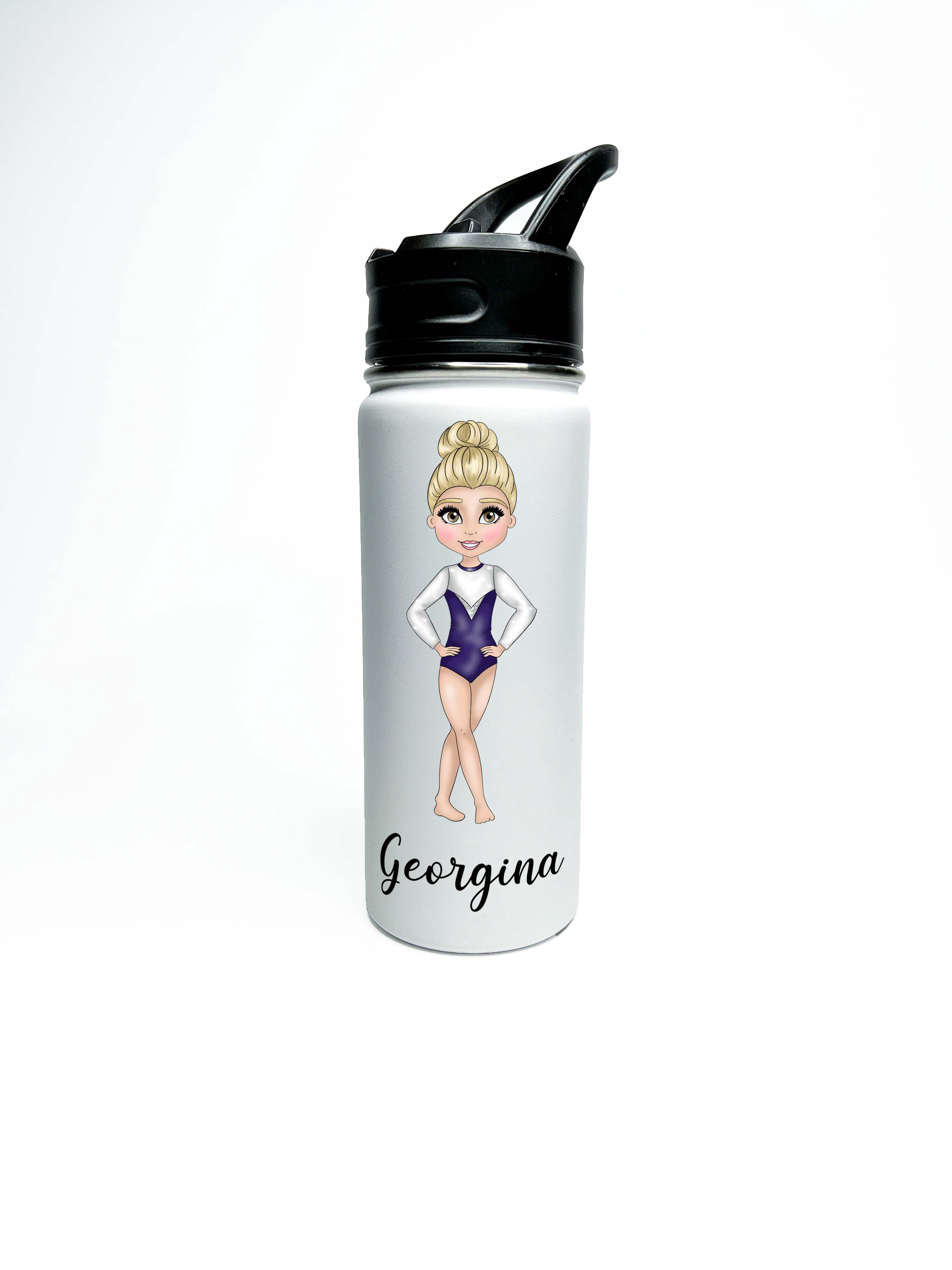 Personalized Insulated Stainless Steel Gymnasts Gymnastics Sports 18oz Water Bottle Custom Print Keeps Cold 24 hrs Classic Thermal Flasks
