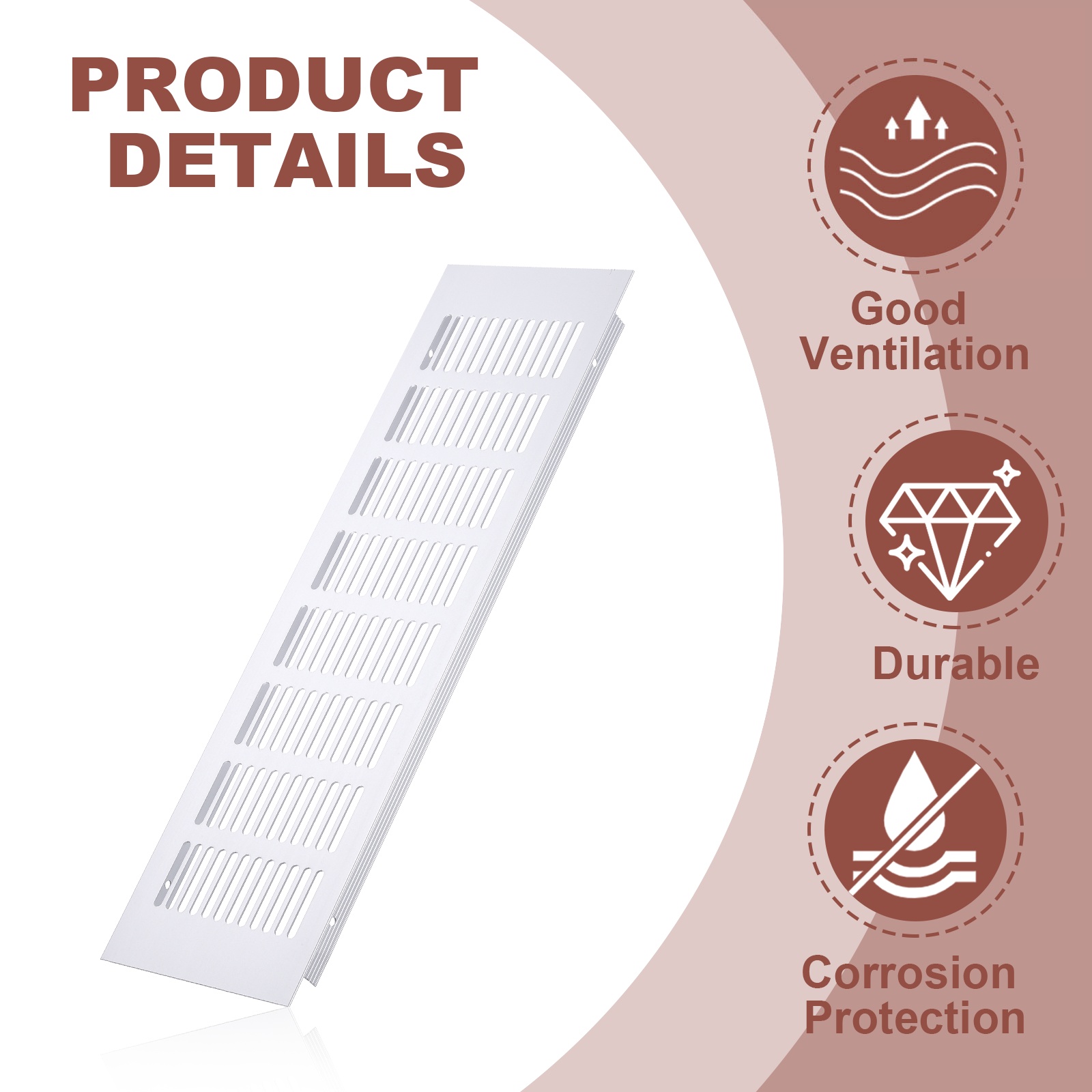 Uxcell 14 x 4" Rectangle Ventilation Grille 2Pcs Aluminum Air Vent Cover Silver