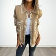 thumbnail image 4 of Autumn Spring Coat Flap Pocket Turn-down Collar Long Sleeves Single-breasted Vintage Daily Wear Outdoor Outerwear Casual Jacket, 4 of 7
