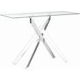 thumbnail image 4 of Modern Style Console Table Narrow Sofa Table with Tempered Glass Top and Metal Tubular Legs, 45" Lx18 Wx30 H, Silver, 4 of 8