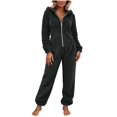 thumbnail image 5 of Purcolt Women's Flannel Fleece Hooded Jumpsuits Casual Long Sleeve Zip-up Onesie Pajamas Winter Warm One Piece Casual Loungewear with Pockets, 5 of 9