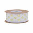 thumbnail image 2 of QISIWOLE Christmas Ribbon, 180 Inch x 0.98 Inch Soft Polyester Craft Trim for Holiday Gift Wrapping, Wreath Bows and Christmas Tree Decor, White Gold Star Ribbon, 2 of 6