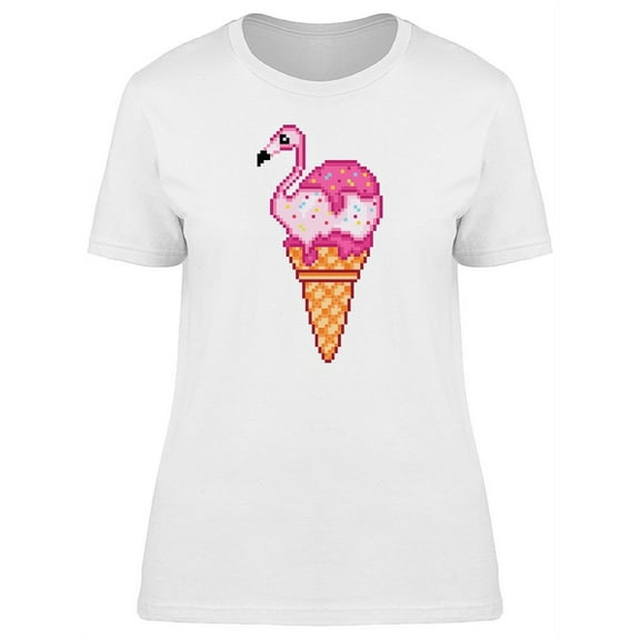 Pixel Flamingo Ice Cream T-Shirt Women -Image by Shutterstock, Female Large