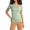 thumbnail image 5 of EHQJNJ Female Silver Blouses for Women Women Basic Round Neck Short Sleeve T Shirt Solid Form Fit Workout Yoga Sports Tee Shirt Casual Top Rhinestone Tops for Women Red Going out Top, 5 of 5