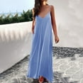 thumbnail image 5 of Lindreshi Summer Dresses for Women 2024 New Women's V-neck Solid Color Elegant Hanging Strap Dress, 5 of 9