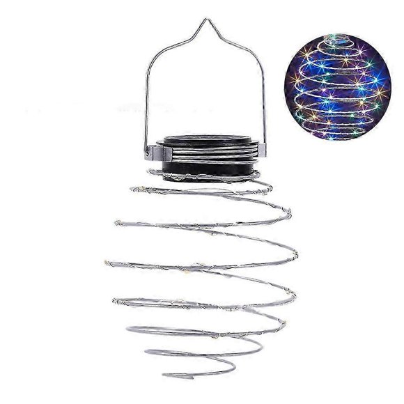 Lámpara colgante solar LED en espiral para exteriores, resistente al agua