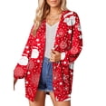 thumbnail image 1 of DYMADE Women Christmas Printed Buttons Cardigan Holiday Casual Long Sleeve Coat, 1 of 4