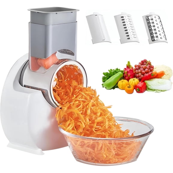 Electric Cheese Grater,Upgrade Electric Vegetable Slicer Shredder with 3 Changeable Blades,Salad Shooter Electric Slicer/Shredder,Electric Cheese Grater for Block Cheese Fruit Veggies Nuts