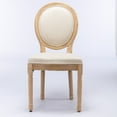 thumbnail image 2 of GAKMCIL Fabric Dining Chair, Upholstered Dining Room Chairs, Exquisitely Carved French Solid Wood Frame, Density Foam, Steel Spring Lining, Weight Capacity:300lb, Beige (Set of 2), 2 of 15